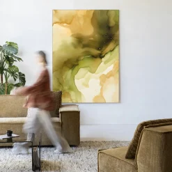 New Urban Cotton Wandkleed Green Flow in maat en frame naar keuze