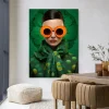 Outlet Urban Cotton Wandkleed Green Flower in maat en frame naar keuze