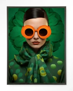 Outlet Urban Cotton Wandkleed Green Flower in maat en frame naar keuze