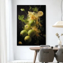 Online Urban Cotton Wandkleed Green Fruit Explosion in maat en frame naar keuze