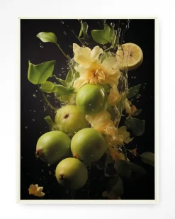 Online Urban Cotton Wandkleed Green Fruit Explosion in maat en frame naar keuze