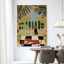 Urban Cotton Wandkleed Green House in maat en frame naar keuze