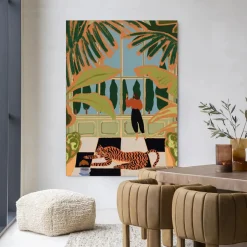 Urban Cotton Wandkleed Green House in maat en frame naar keuze