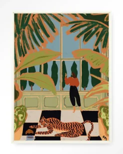 Urban Cotton Wandkleed Green House in maat en frame naar keuze