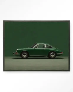 Clearance Urban Cotton Wandkleed Green Porsche in maat en frame naar keuze