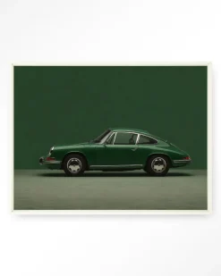Clearance Urban Cotton Wandkleed Green Porsche in maat en frame naar keuze