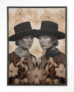 New Urban Cotton Wandkleed Lady Garden in maat en frame naar keuze