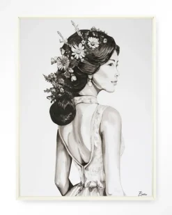 Online Urban Cotton Wandkleed Lady With Blossom in maat en frame naar keuze