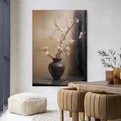 Hot Urban Cotton Wandkleed Light Blossom Vase in maat en frame naar keuze