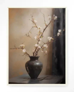 Hot Urban Cotton Wandkleed Light Blossom Vase in maat en frame naar keuze