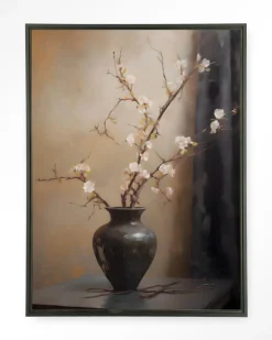 Hot Urban Cotton Wandkleed Light Blossom Vase in maat en frame naar keuze