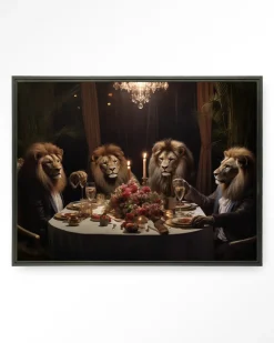 Clearance Urban Cotton Wandkleed Lions Dinner in maat en frame naar keuze