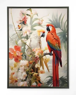 Sale Urban Cotton Wandkleed Lovebirds in maat en frame naar keuze