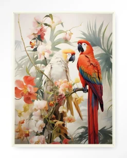 Sale Urban Cotton Wandkleed Lovebirds in maat en frame naar keuze