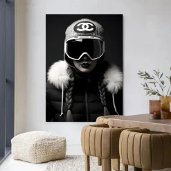 Hot Urban Cotton Wandkleed Luxury Snow Girl in maat en frame naar keuze