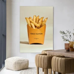 Hot Urban Cotton Wandkleed LV Fries in maat en frame naar keuze