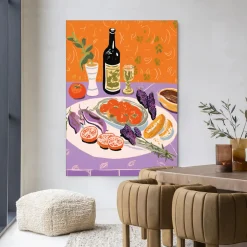 Outlet Urban Cotton Wandkleed Mediterranean Table in maat en frame naar keuze