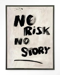 New Urban Cotton Wandkleed No Risk, No Story in maat en frame naar keuze
