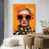 Discount Urban Cotton Wandkleed Orange Flower in maat en frame naar keuze