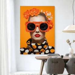 Discount Urban Cotton Wandkleed Orange Flower in maat en frame naar keuze