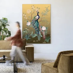 Discount Urban Cotton Wandkleed Peacock in maat en frame naar keuze