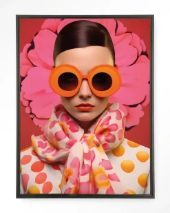 Discount Urban Cotton Wandkleed Pink Flower in maat en frame naar keuze