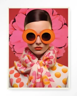 Discount Urban Cotton Wandkleed Pink Flower in maat en frame naar keuze