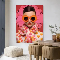 Discount Urban Cotton Wandkleed Pink Flower in maat en frame naar keuze