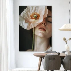 New Urban Cotton Wandkleed Poppy Flower in maat en frame naar keuze