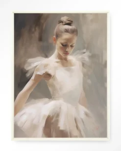 Outlet Urban Cotton Wandkleed Posing Ballerina in maat en frame naar keuze