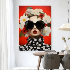 Online Urban Cotton Wandkleed Red Flower in maat en frame naar keuze