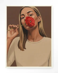 Sale Urban Cotton Wandkleed Red Poppy Girl in maat en frame naar keuze