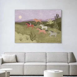 New Urban Cotton Wandkleed Running Horses in maat en frame naar keuze