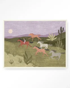 New Urban Cotton Wandkleed Running Horses in maat en frame naar keuze