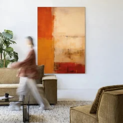 Urban Cotton Wandkleed Rusty Abstract in maat en frame naar keuze