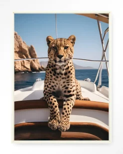 Outlet Urban Cotton Wandkleed Sailboat Cheetah in maat en frame naar keuze