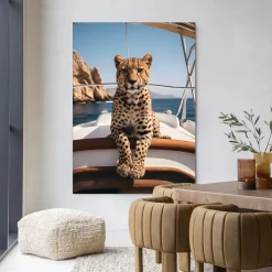 Outlet Urban Cotton Wandkleed Sailboat Cheetah in maat en frame naar keuze