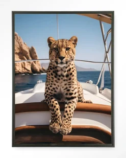 Outlet Urban Cotton Wandkleed Sailboat Cheetah in maat en frame naar keuze