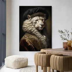 Outlet Urban Cotton Wandkleed Snow Leopard in maat en frame naar keuze