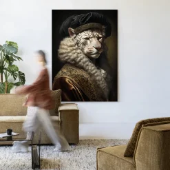 Outlet Urban Cotton Wandkleed Snow Leopard in maat en frame naar keuze