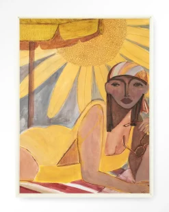 Urban Cotton Wandkleed Sunflower Sun in maat en frame naar keuze