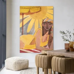 Urban Cotton Wandkleed Sunflower Sun in maat en frame naar keuze