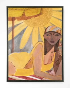 Urban Cotton Wandkleed Sunflower Sun in maat en frame naar keuze