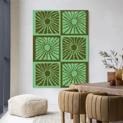 Sale Urban Cotton Wandkleed Suns In Green in maat en frame naar keuze