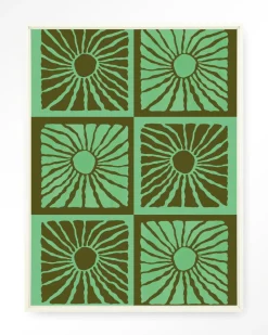 Sale Urban Cotton Wandkleed Suns In Green in maat en frame naar keuze
