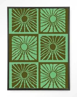 Sale Urban Cotton Wandkleed Suns In Green in maat en frame naar keuze