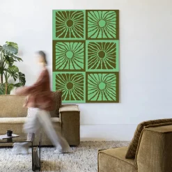 Sale Urban Cotton Wandkleed Suns In Green in maat en frame naar keuze