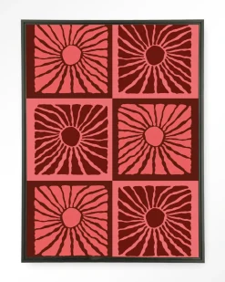 Hot Urban Cotton Wandkleed Suns In Pink in maat en frame naar keuze