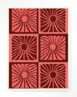 Hot Urban Cotton Wandkleed Suns In Pink in maat en frame naar keuze