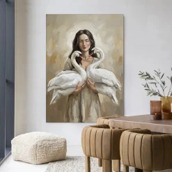 Discount Urban Cotton Wandkleed Swan Children in maat en frame naar keuze